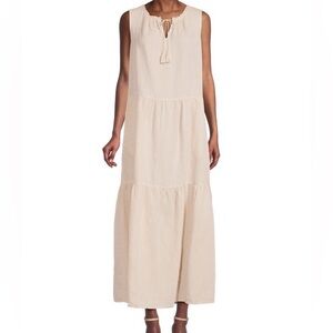 J. McLaughlin Christa Linen Cotton Tiered Maxi Shift Dress